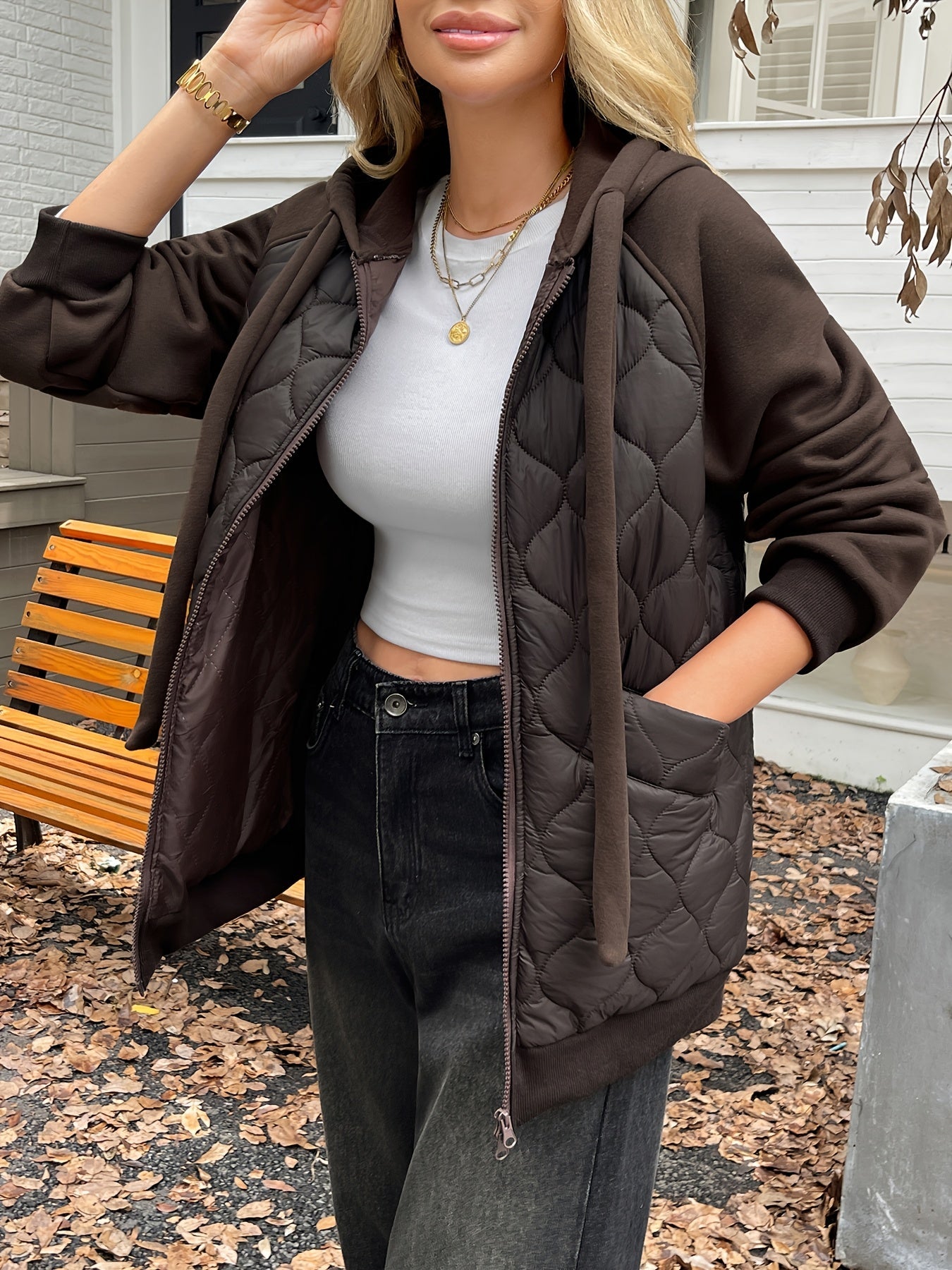 Oversized Gewatteerde Winterjas Dames met Capuchon en Fleece Voering – Trendy en Comfortabel 3