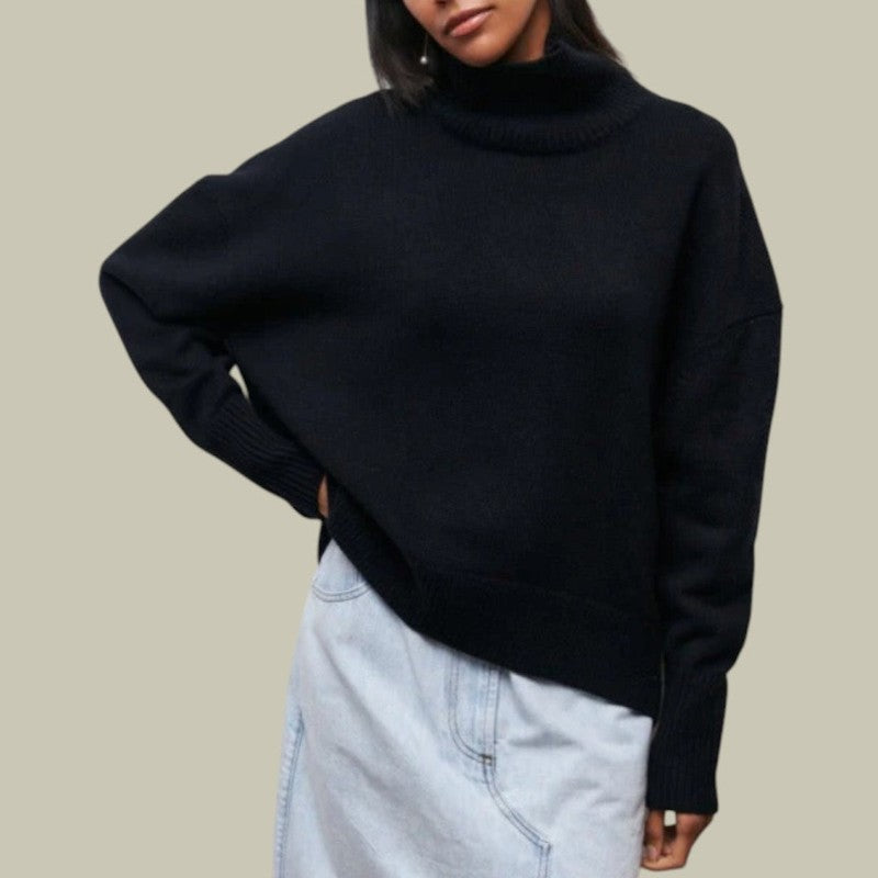 Oversized Zwarte Coltrui Dames met Losse Pasvorm – Comfortabele Wintertrui voor Casual Stijl 0