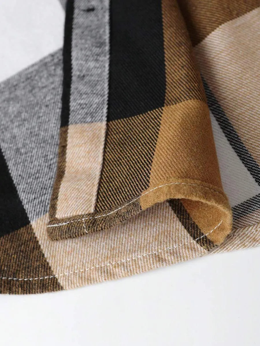 Geruit Overhemd met Capuchon en Dubbele Zakken – Oversized Casual Longsleeve 21