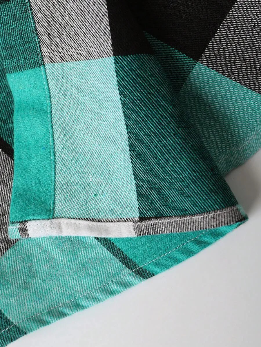 Geruit Overhemd met Capuchon en Dubbele Zakken – Oversized Casual Longsleeve 18