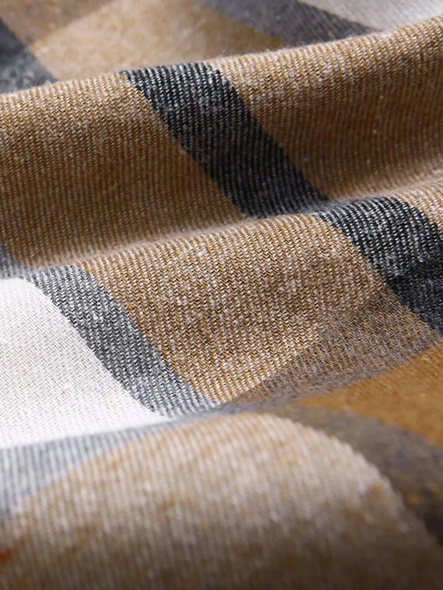 Geruit Overhemd met Capuchon en Dubbele Zakken – Oversized Casual Longsleeve 25