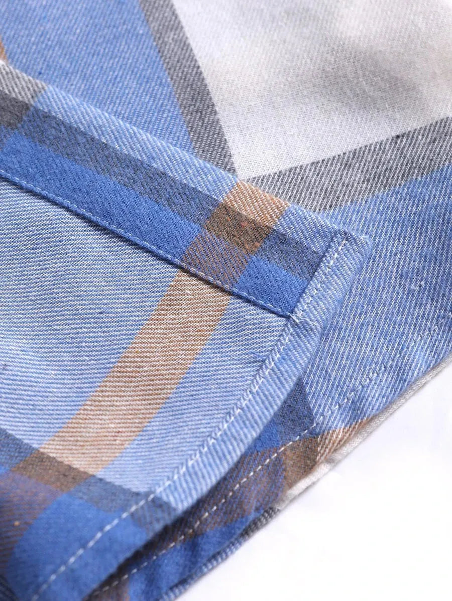 Geruit Overhemd met Capuchon en Dubbele Zakken – Oversized Casual Longsleeve 38