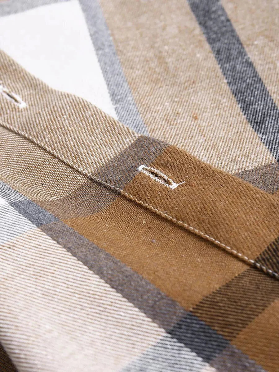 Geruit Overhemd met Capuchon en Dubbele Zakken – Oversized Casual Longsleeve 26