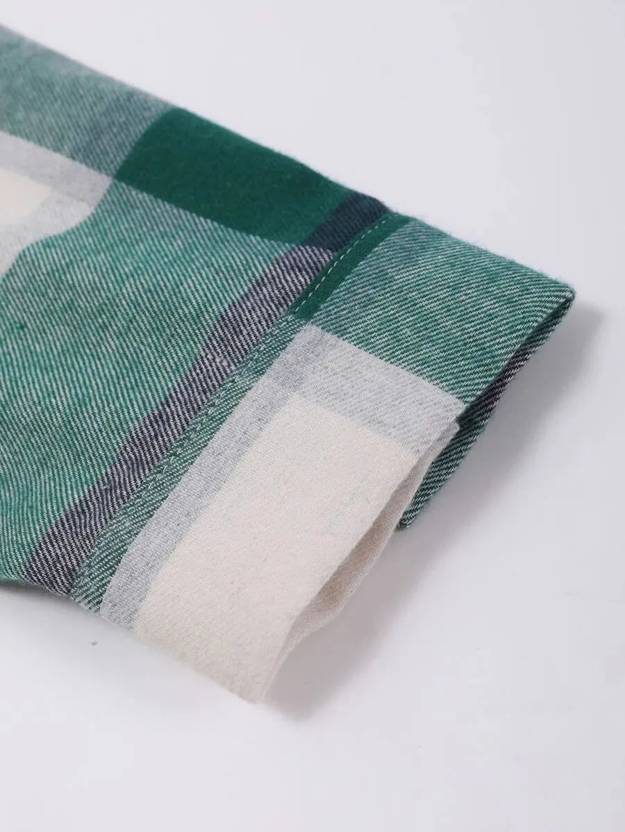 Geruit Overhemd met Capuchon en Dubbele Zakken – Oversized Casual Longsleeve 28