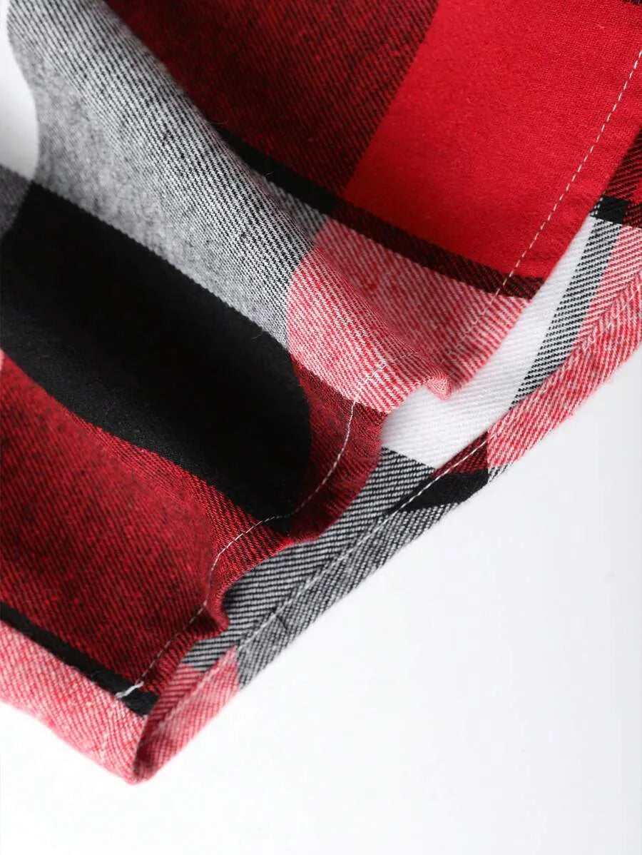 Geruit Overhemd met Capuchon en Dubbele Zakken – Oversized Casual Longsleeve 11