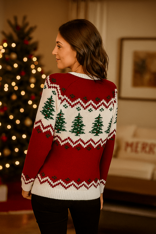 Retro Dames Kersttrui – Zachte Multicolor Feestelijke Truien voor Kerstvieringen 3