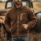 Retro Fleece Winterjack voor Heren met Ritssluiting – Warm en Comfortabel met Praktische Zakken 0