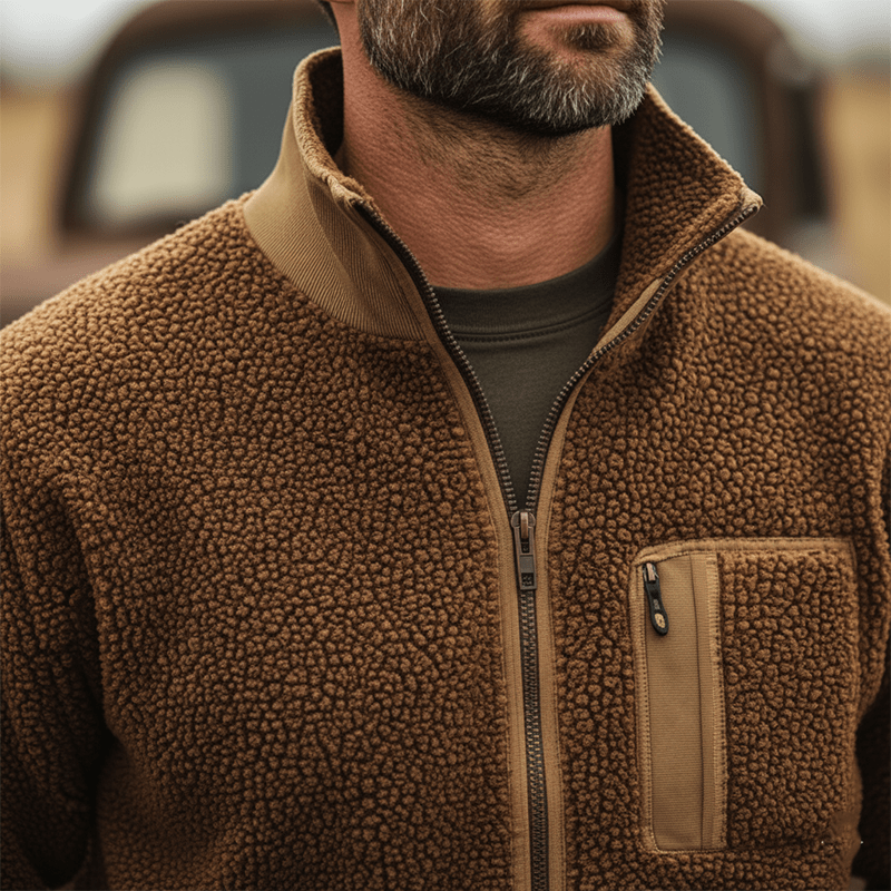 Retro Fleece Winterjack voor Heren met Ritssluiting – Warm en Comfortabel met Praktische Zakken 2