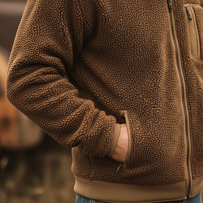 Retro Fleece Winterjack voor Heren met Ritssluiting – Warm en Comfortabel met Praktische Zakken 3