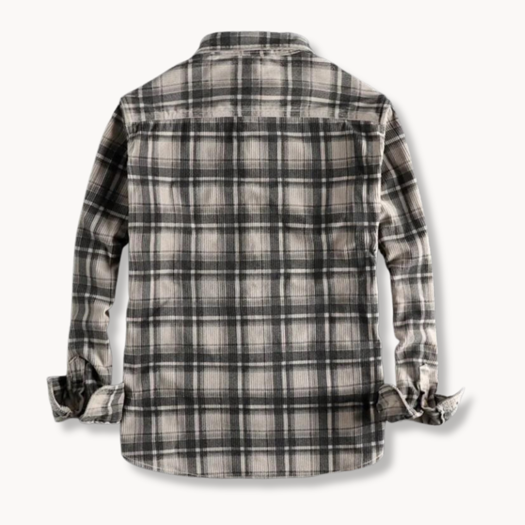 Retro Geruite Flanel Shirt van Zacht Corduroy met Omgeslagen Kraag – Comfortabel en Stijlvol 4