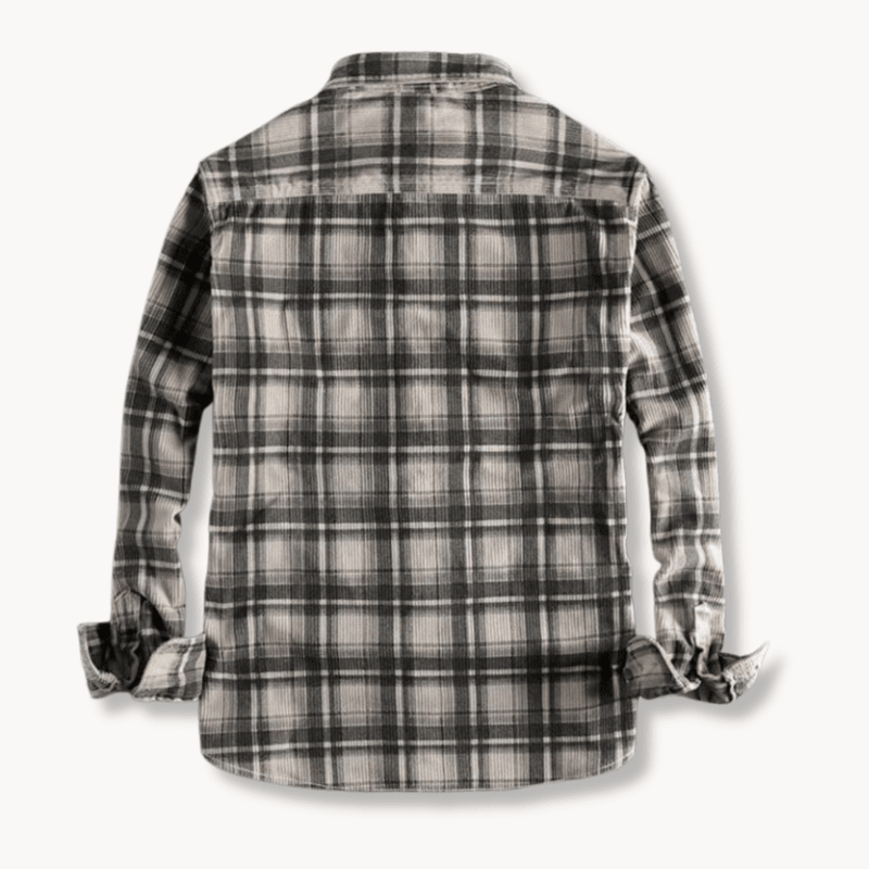 Retro Geruite Flanel Shirt van Zacht Corduroy met Omgeslagen Kraag – Comfortabel en Stijlvol 4