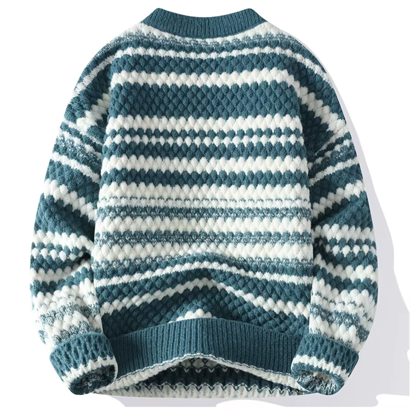Retro Wollen Heren Trui met Zigzagpatroon – Bruin, Comfortabele Sweater voor Herfst en Winter 4