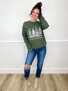 Seasons Readings Kerst Sweatshirt – Groen Cotton Blend Trui met Lange Mouwen & Crewneck Print 1