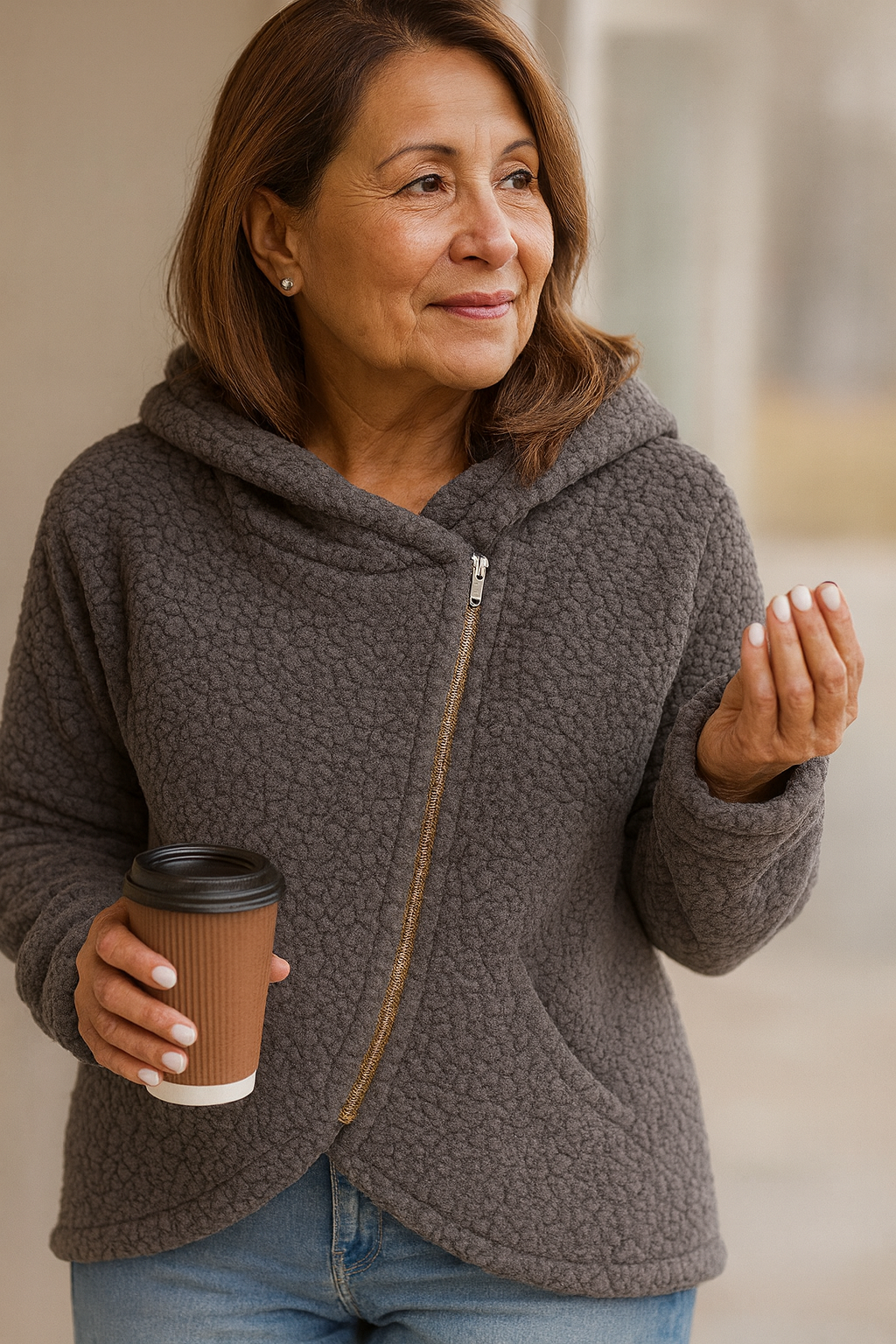 Sherpa Fleece Hoodie met Rits – Zachte Oversized Capuchon, Comfortabele Pasvorm voor Elke Dag 3