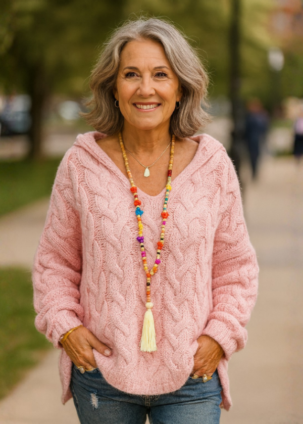 Stijlvolle Casual Trui voor Dames met Kabeltextuur en V-hals – Ideaal voor Koelere Dagen 00