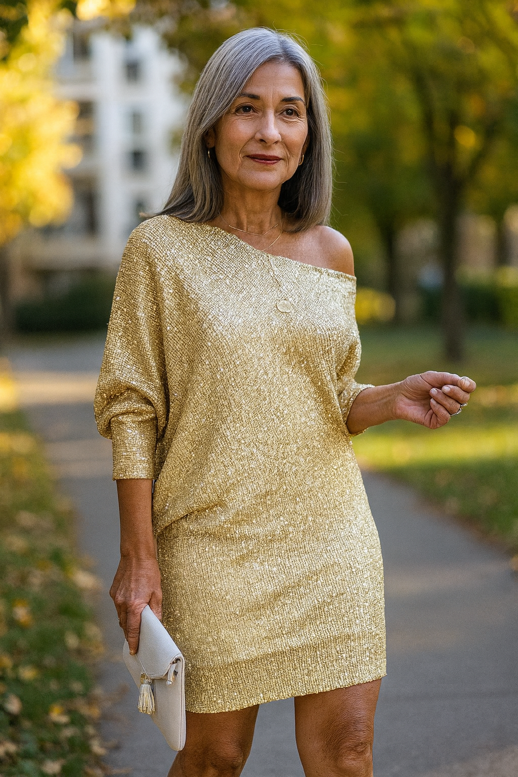 Stijlvolle Lange Off-Shoulder Jurk Dames met Glinsterende Afwerking – Perfecte Feestelijke Kleding voor Avondevenementen 0