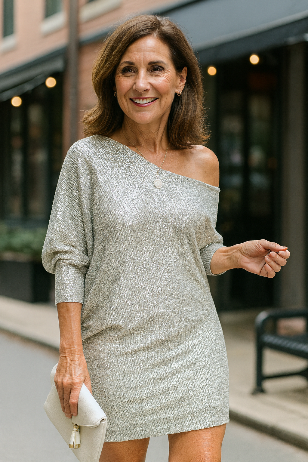 Stijlvolle Lange Off-Shoulder Jurk Dames met Glinsterende Afwerking – Perfecte Feestelijke Kleding voor Avondevenementen 3