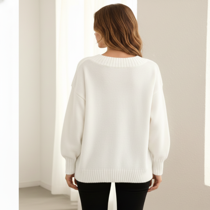 Stijlvolle V-hals Kasjmier Trui Dames - Ultiem Comfort en Warmte, Perfect voor Koude Seizoenen - Verkrijgbaar in Diverse Maten 4