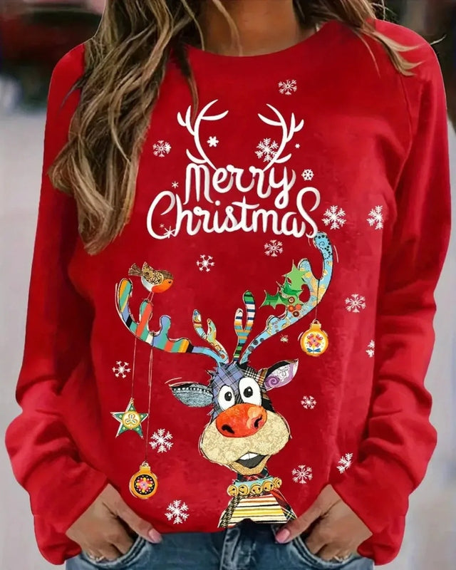 Trendy Dames Kerstsweater met Lange Mouwen in Diverse Kleuren - Casual Dames Truien voor de Feestdagen 0
