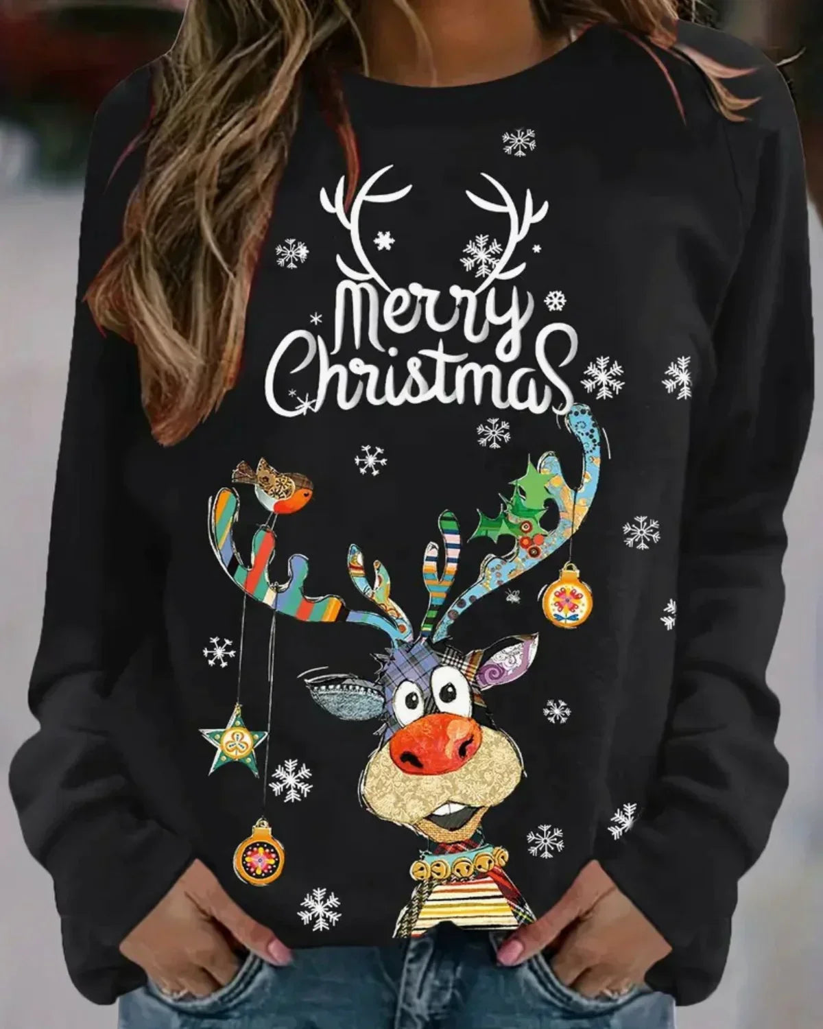 Trendy Dames Kerstsweater met Lange Mouwen in Diverse Kleuren - Casual Dames Truien voor de Feestdagen 2