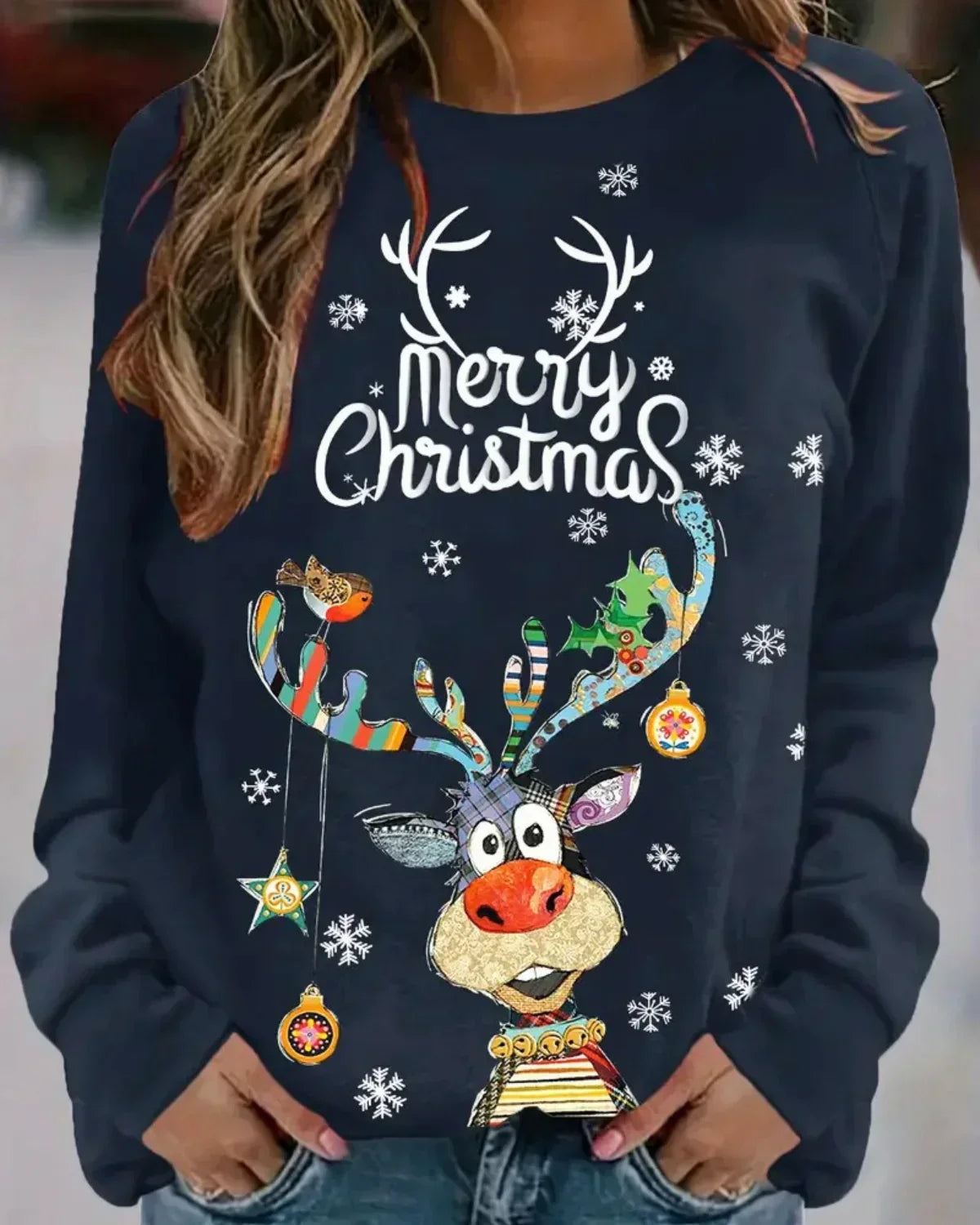 Trendy Dames Kerstsweater met Lange Mouwen in Diverse Kleuren - Casual Dames Truien voor de Feestdagen 5