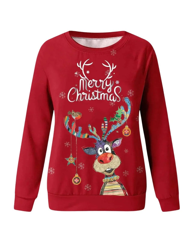 Trendy Dames Kerstsweater met Lange Mouwen in Diverse Kleuren - Casual Dames Truien voor de Feestdagen 6