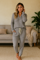 Tweedelige Set Dames - met Lange Mouwen en Comfortabele Ribgebreide Outfit met Zakken 4
