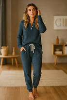 Tweedelige Set Dames - met Lange Mouwen en Comfortabele Ribgebreide Outfit met Zakken 7