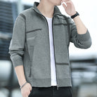 Verzwaarde Gebreide Jas met Fleece Voering en Opstaande Kraag – Uniek Lineair Patroon voor Comfort en Stijl 4