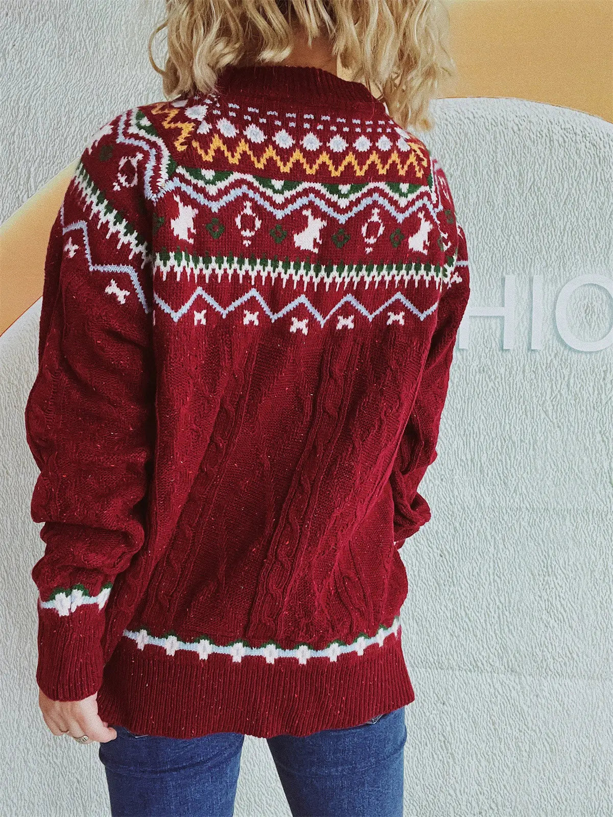 Warme Damestrui met Fair Isle Patroon - Comfortabele Losse Pasvorm voor Winter, Verkrijgbaar in Maten S t/m 2XL 2