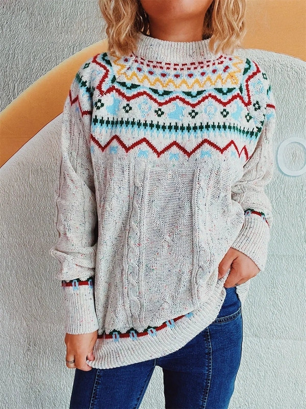 Warme Damestrui met Fair Isle Patroon - Comfortabele Losse Pasvorm voor Winter, Verkrijgbaar in Maten S t/m 2XL 3