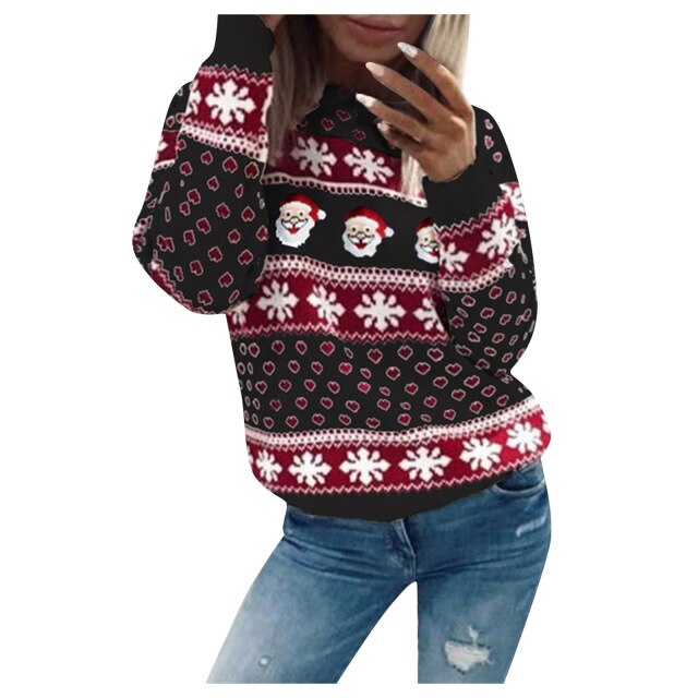 Warme Foute Kersttrui Dames met Loose Fit en Feestelijk Design - Perfect voor de Winter 0
