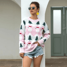 Warme Gebreide Dames Trui met Feestelijke Print – Comfortabele Sweater voor Winter en Kerstfeesten 0