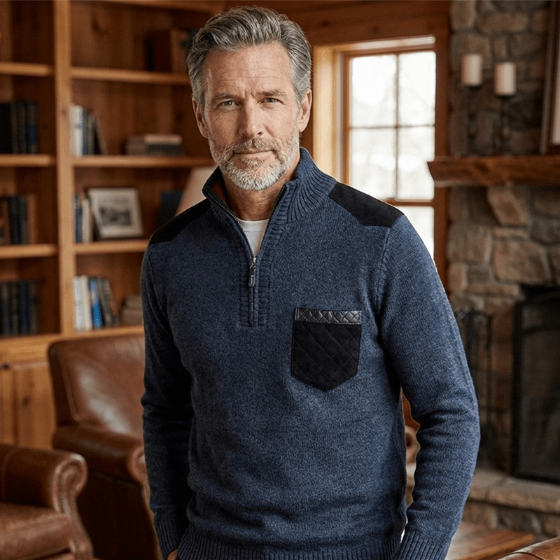 Warme Wintertrui met Hoge Hals en Halve Ritssluiting