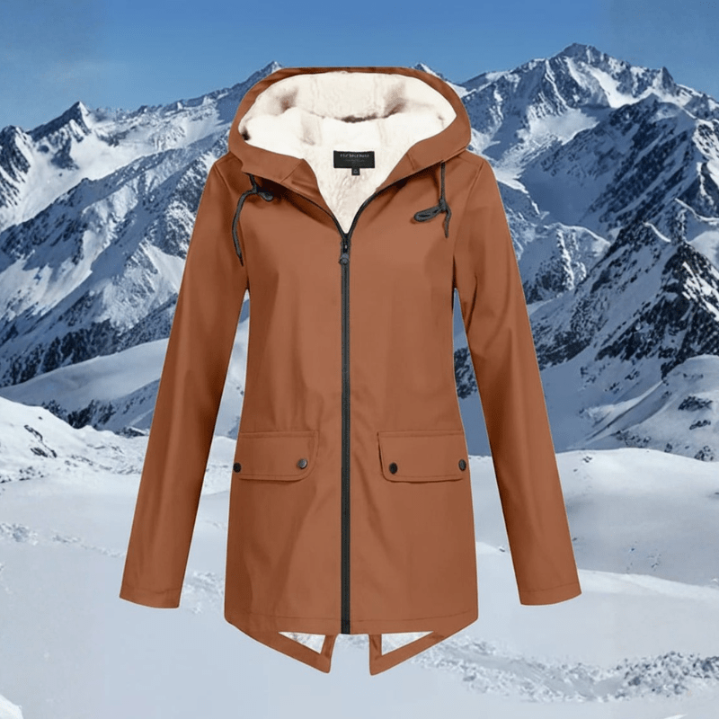 Waterdichte Fleece Gevoerde Winterjas Dames met Capuchon – Comfortabele Pasvorm voor Koude Dagen 2