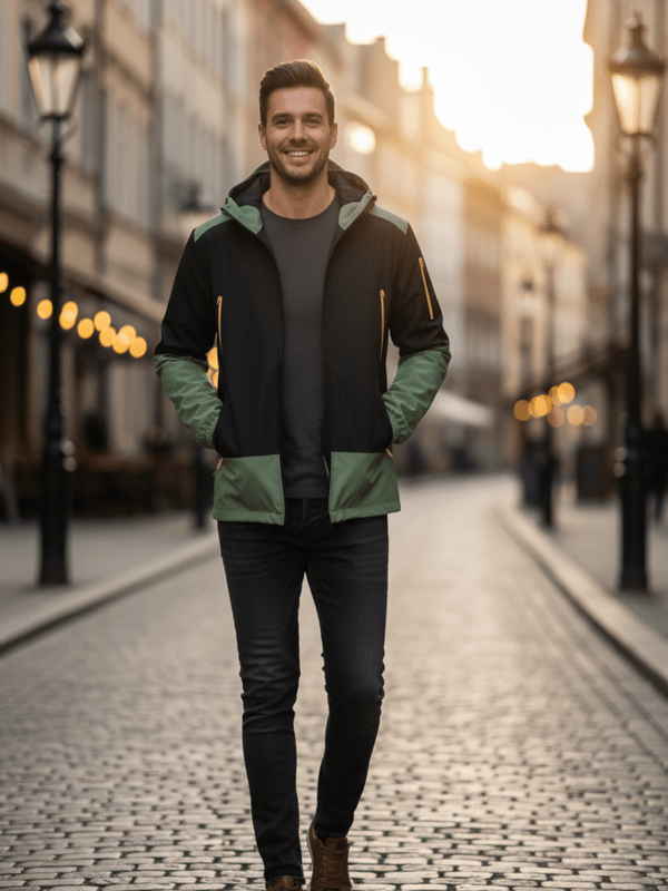 Winddicht Softshelljack met Kleurblokken – Ademend en Waterafstotend voor Buitenactiviteiten 0