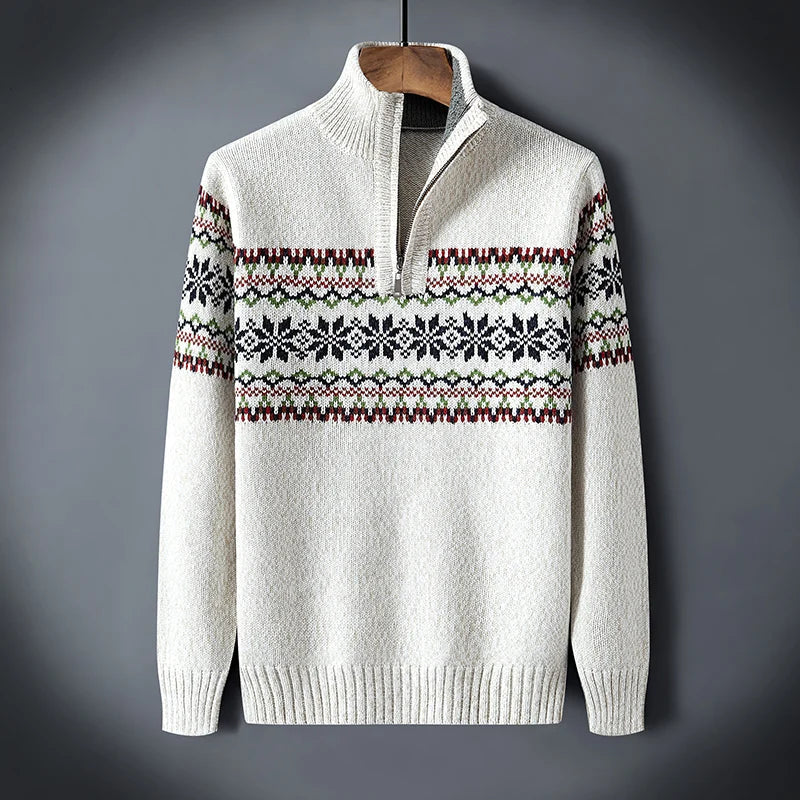 Wollen Trui Dames met Kwartrits en Fair Isle-patroon – Zachte Isolerende Wolmix voor Winterdagen 0
