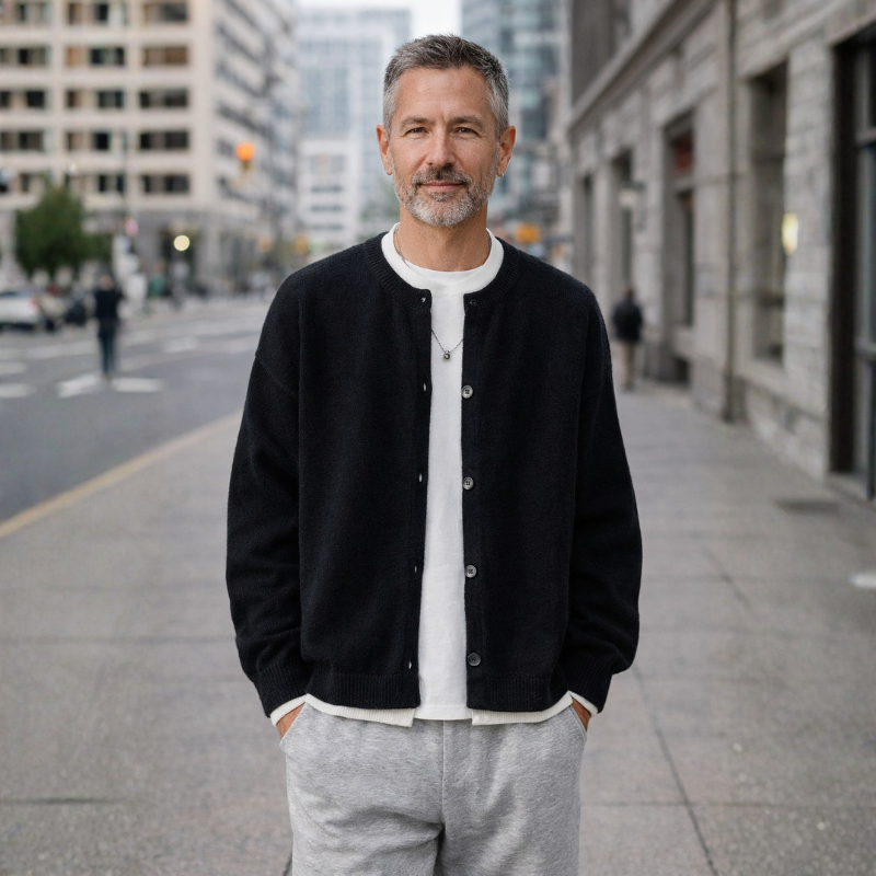 Zachte Wolmix Truijack met Ronde Hals en Geribbelde Boorden - Relaxed Fit voor Comfortabele Laagjes 00