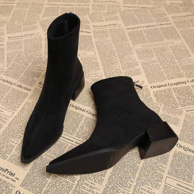 Zwarte Dames Laarzen van Leer met Slank Profiel en Puntige Neus - Elegante Winterlaarzen 5