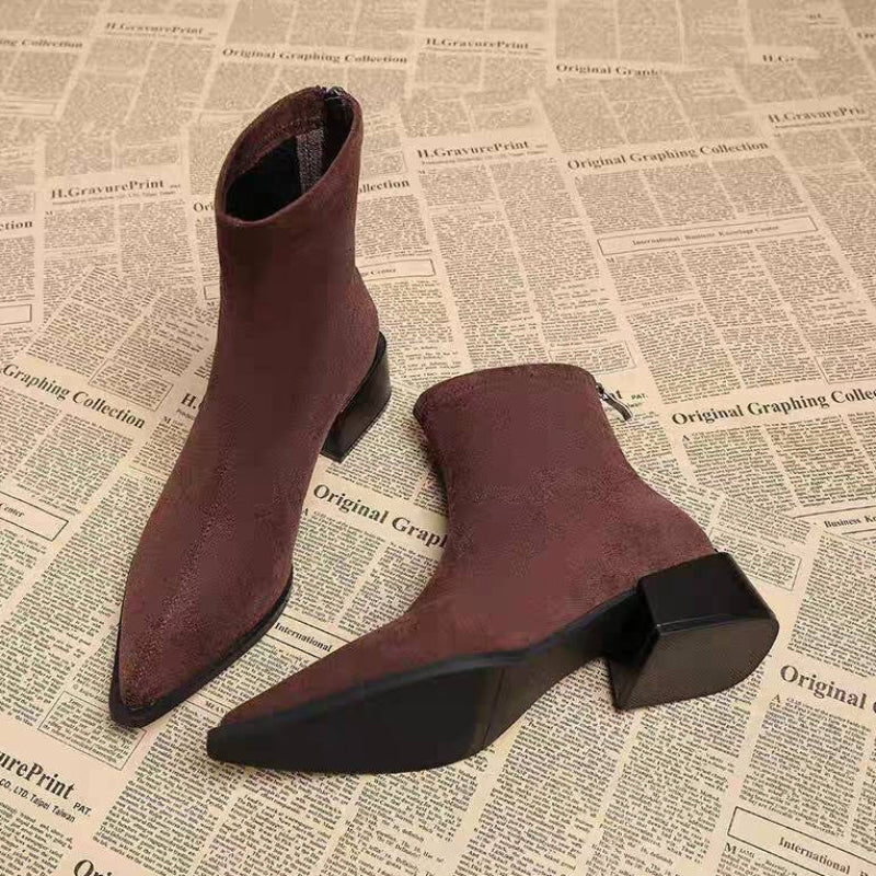 Zwarte Dames Laarzen van Leer met Slank Profiel en Puntige Neus - Elegante Winterlaarzen 6