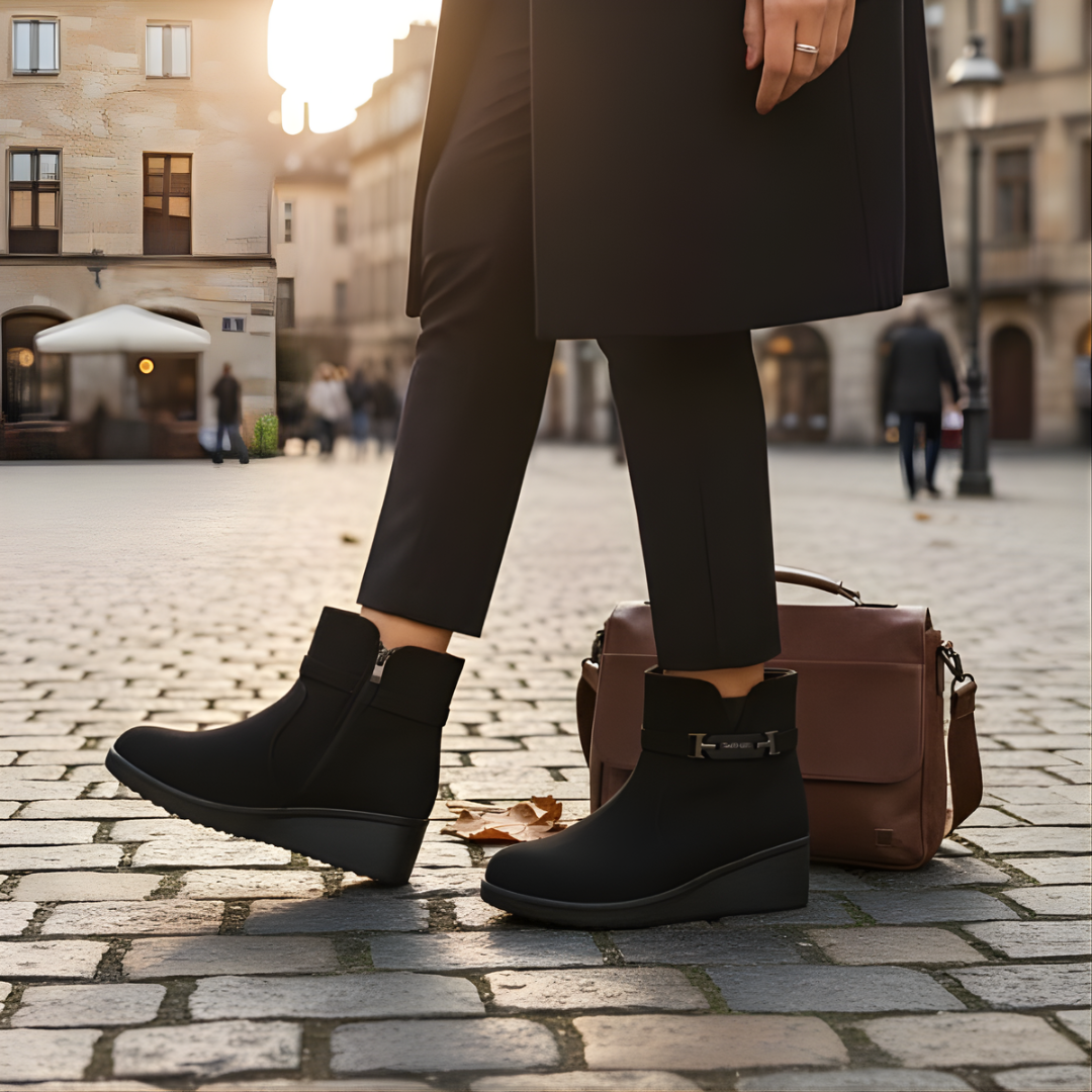 Zwarte Enkellaars Dames met Hak en Zijdelingse Ritssluiting - Comfortabele Binnenzool en Lichtgewicht Wigzool 2