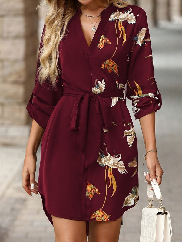 Zwarte Mini Jurk met Wikkelstijl en Gedrukte Details – Elegante Casual Jurk voor Elke Gelegenheid 2