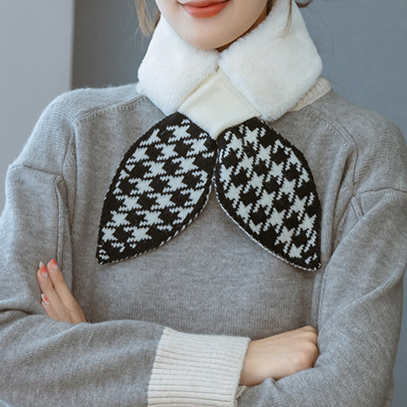 Zwarte Sjaal Dames van Pluche en Nepkonijnenbont – Zacht en Warm voor de Winter, 82 x 10 cm 1