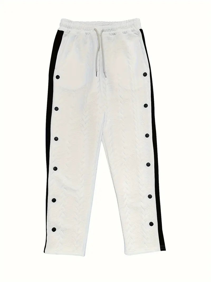 Gebreide Broek met Wijde Pijpen en Zijknopen-8