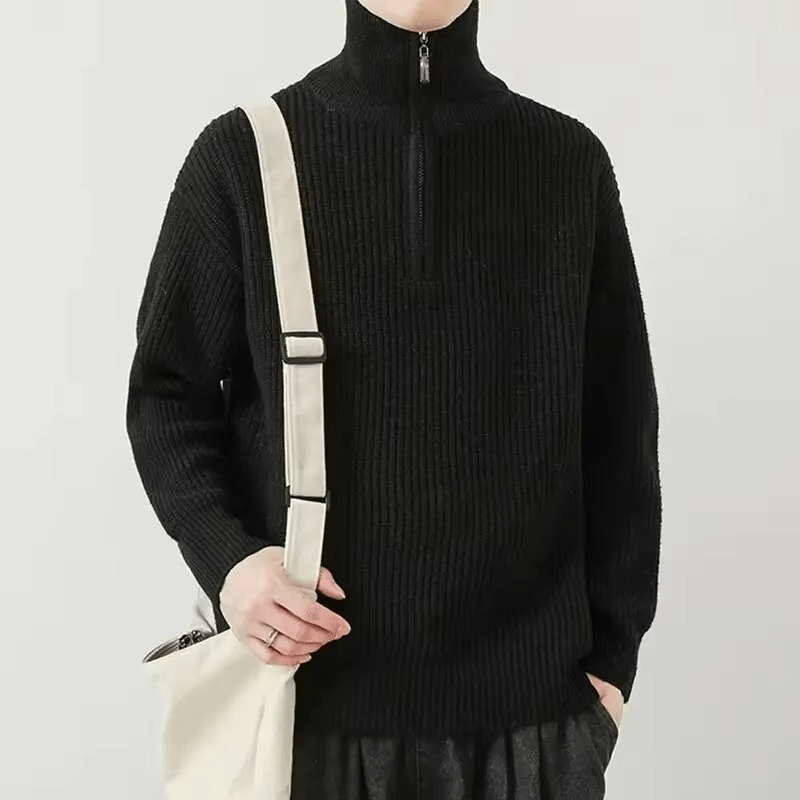 Oversized Damestrui met Kwartrits – Comfortabele en Stijlvolle Gebreide Sweater-01