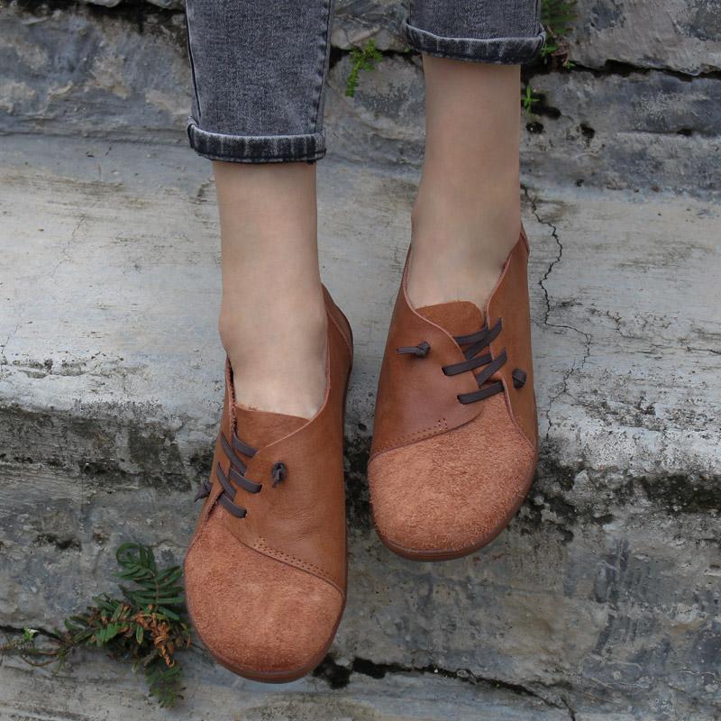 Leren Dames Loafers – Casual Instapschoenen met Platte Zool in Bruin 1