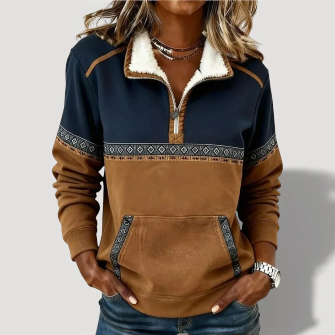 Comfortabele Trui met Halve Ritssluiting en Kangoeroezak