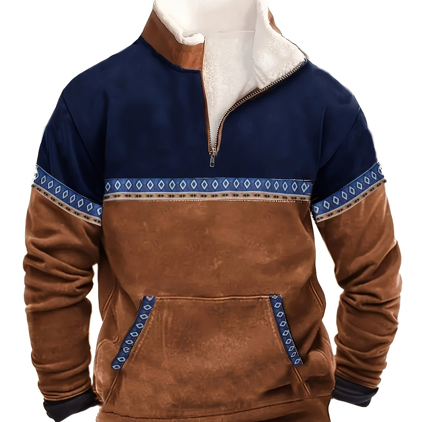 Comfortabele Trui met Halve Ritssluiting en Kangoeroezak