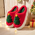 Pluche Kerstboom Bubble Slippers – Warme Antislip Pantoffels voor Feestelijke Comfort 1