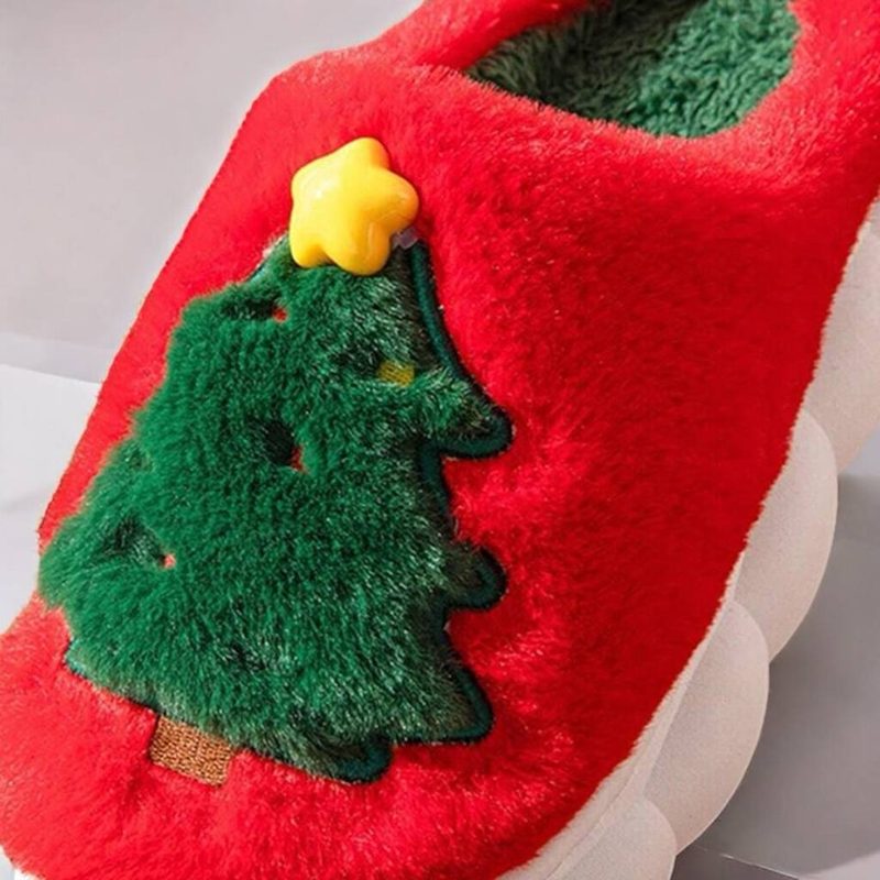 Pluche Kerstboom Bubble Slippers – Warme Antislip Pantoffels voor Feestelijke Comfort 4